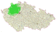 Orientační mapa pokrytí digitálním zemským vysíláním ČT z vysílače Chomutov - Jedlová hora
