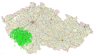 Orientační mapa pokrytí digitálním zemským vysíláním ČT z vysílače Sušice - Svatobor